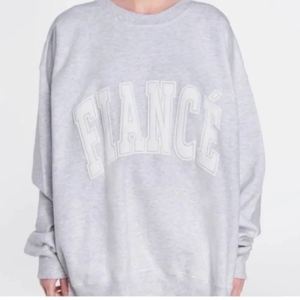 THE BAR FIANCÉ sweatshirt limited edition light heathered grey and white size XL